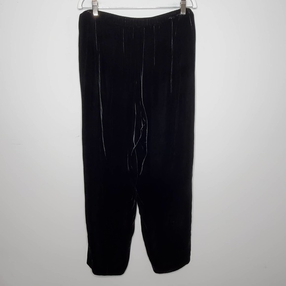 EILEEN FISHER Black Velvet Straight Leg Loungewear Pull On Pants Sz Medium M - Picture 6 of 6